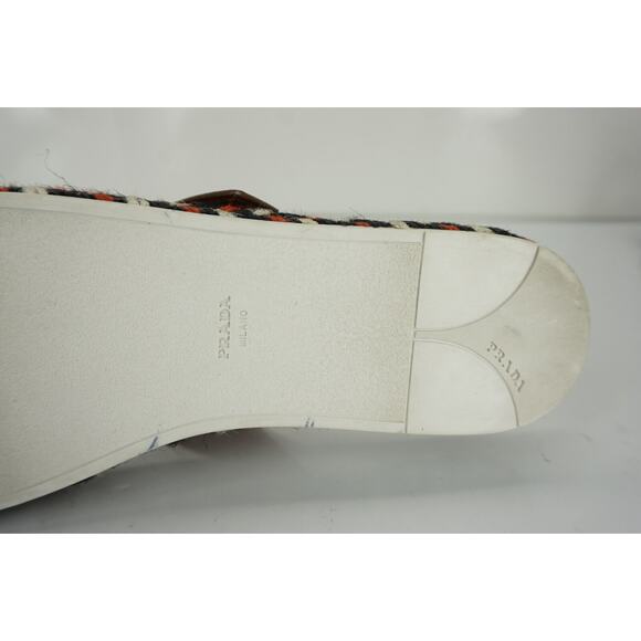 Prada Crisscross Espadrille Slide Sandals logo New brown Womens - Picture 8 of 10